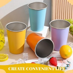 8 Pack Stainless Steel Cups 16 oz Pint Tumbler Colorful Stackable Pint Cups M…