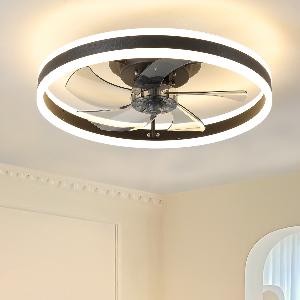 20″ Modern LED Ceiling Fan Lights Flush Mount Light kit With APP Remote Control