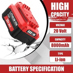 2PACK 20Volt For Craftsman V20 8.0Ah Li-ion Battery CMCB204 CMCB202 /Charger