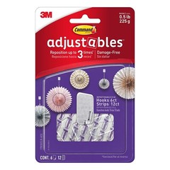 Command Adjustables Lot of 3 (Total of 18 Hooks & 36 Strips) Holds 0.5 lb. New