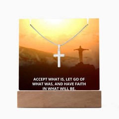 Faith Accept What Is Religious Plaque & Cross Gift Set, Christian Gifts