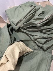 Pottery Barn 3 seat Sofa 83” Slipcover green twill read description roll arm
