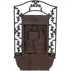 French Lily Polystone Outdoor Wall Fountain – Iron by Sunnydaze