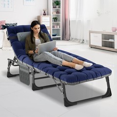 Begonia.K Adults Reclining Folding Chaise Adjustable 4-Gears Sleeping Cots Bed
