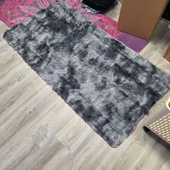 Modern Grey Tie-Dye Shag Area Rug (3×5) – Super Soft & Machine Washable