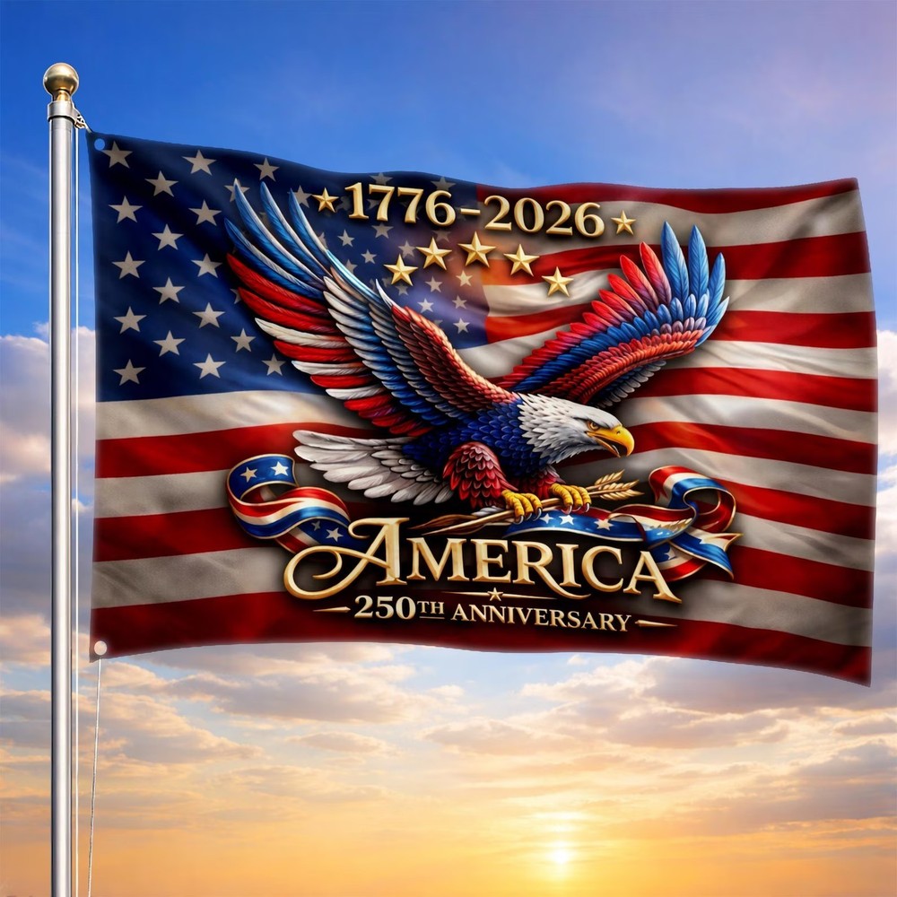 250 Years Anniversary Freedom 4th July Eagle US Flag (24*36 /36*60/ 48*72 Inch)