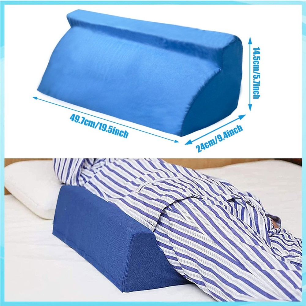 Blue Wedge Pillow Foam Bed 30° Incline For Side Sleeper Medical Elevated Bolster