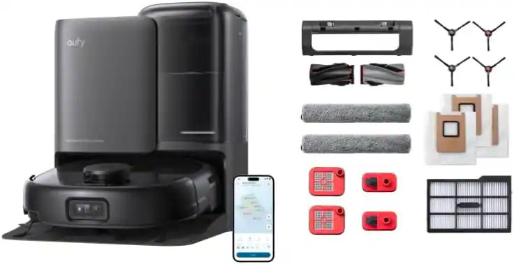 eufy E25 Omni Robot Vacuum and Mop Combo, 20,000 Pa Suction and accessory kit