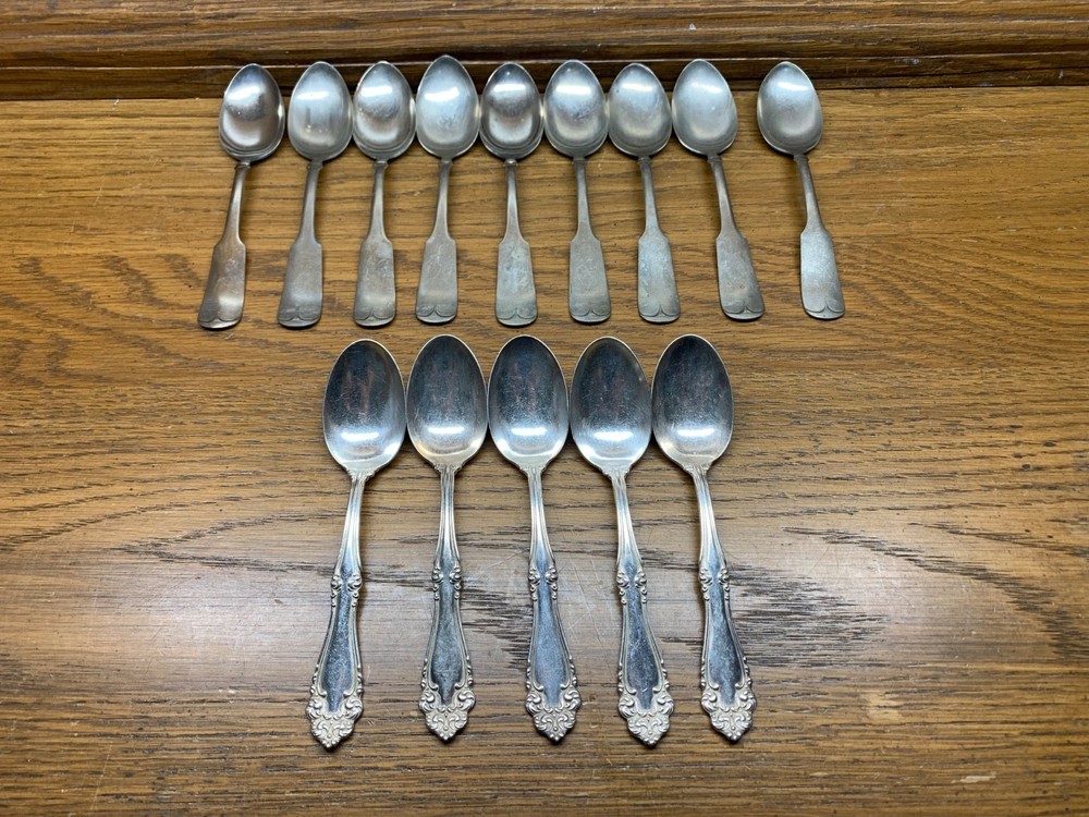 9 Rogers Nickel Silver spoons along with 4 Holmes & Edwards