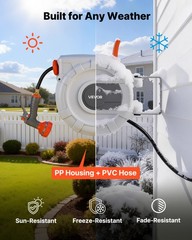 VEVOR Retractable Garden Hose Reel 1/2 in x 50 ft Wall Mount 9-Function Nozzle