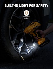 YELLOW AstroAI Cordless Tire Inflator Air Compressor 20V Rechargeable Portable