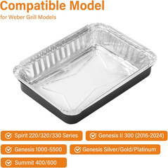 Drip Pan for Weber, 93305 Catch Pan with 20-Pack 6415 Foil Grease Tray Liners, f