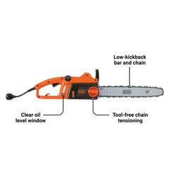 BLACK+DECKER 12 Amp 16 In. Chainsaw – CS1216