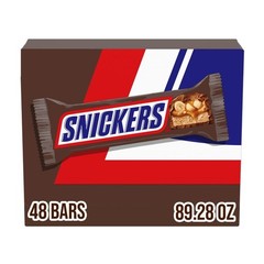 SNICKERS Full Size Bulk Milk Chocolate Candy Bars, 1.86 oz Bar, 48 ct Box