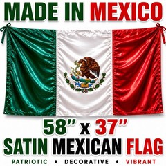 Large Mexico Satin Flag 58×37 Patriotic Mexican Banner Made In Mexico