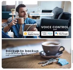 Lockly FingerPrint Secure Pro Zeno Satin Nickel Deadbolt WiFi Smart Lock Alexa