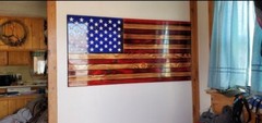 Wooden American Flag, Patriotic Flag, Charred American Flag, Rustic Designer
