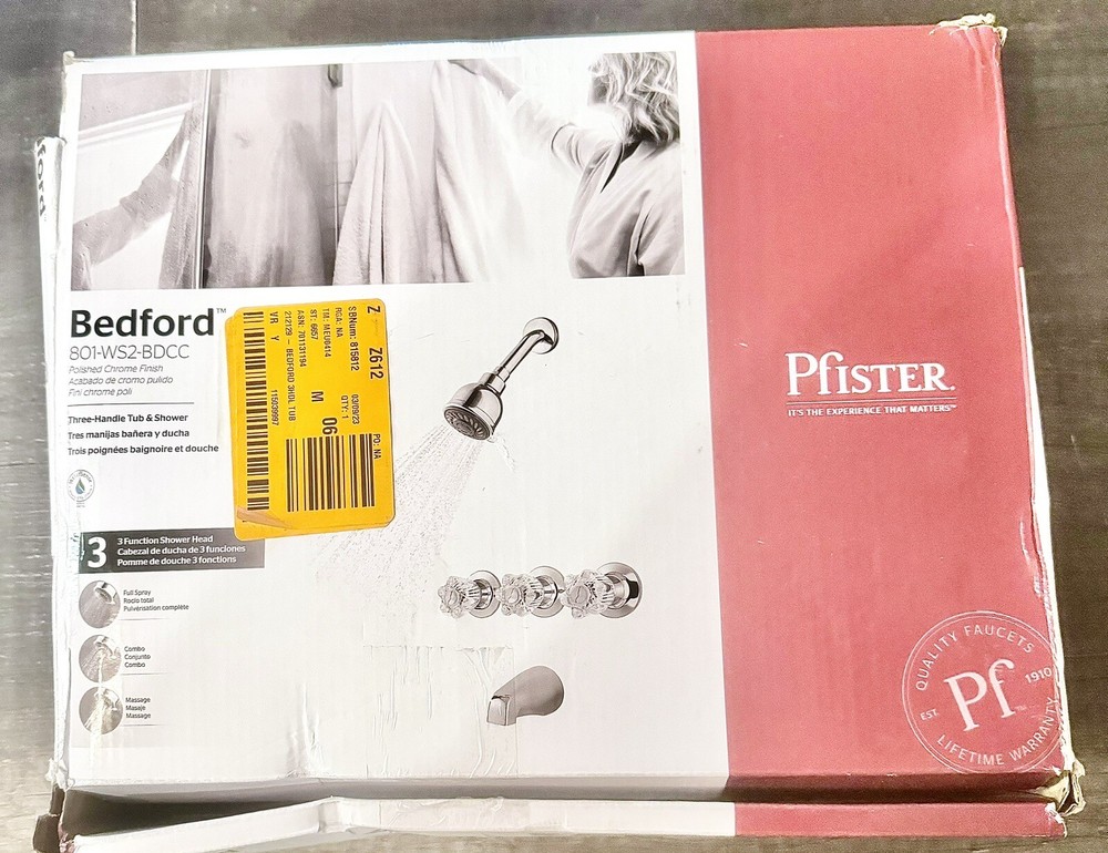 PFISTER Bedford 3-Handle 3-Spray Tub & Shower Faucet in Polished Chrome