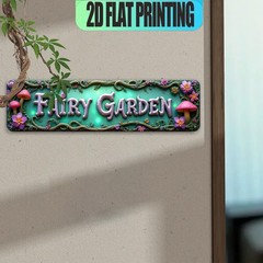 Fairy Garden Mushroom Floral Metal Sign Enchanted Green Wall Art Decor Plaque