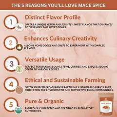 Organic Whole Mace Spice – Myristica Fragrans, Perfect for Cooking & Baking, 2OZ