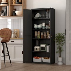 71″ Kitchen Pantry Storage Cabinet, Metal Storage Cabinet with Doors and Shelves