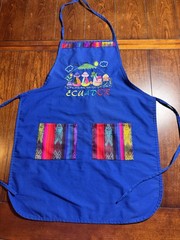 Ecuador Embroidered Apron Blue Andean Folk Art Woven Pockets Latin American