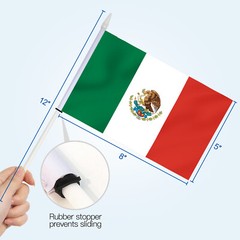 Anley 12 Pack Mexico Mini Flag – Hand Held Small Miniature Mexican Flags 5×8 in.