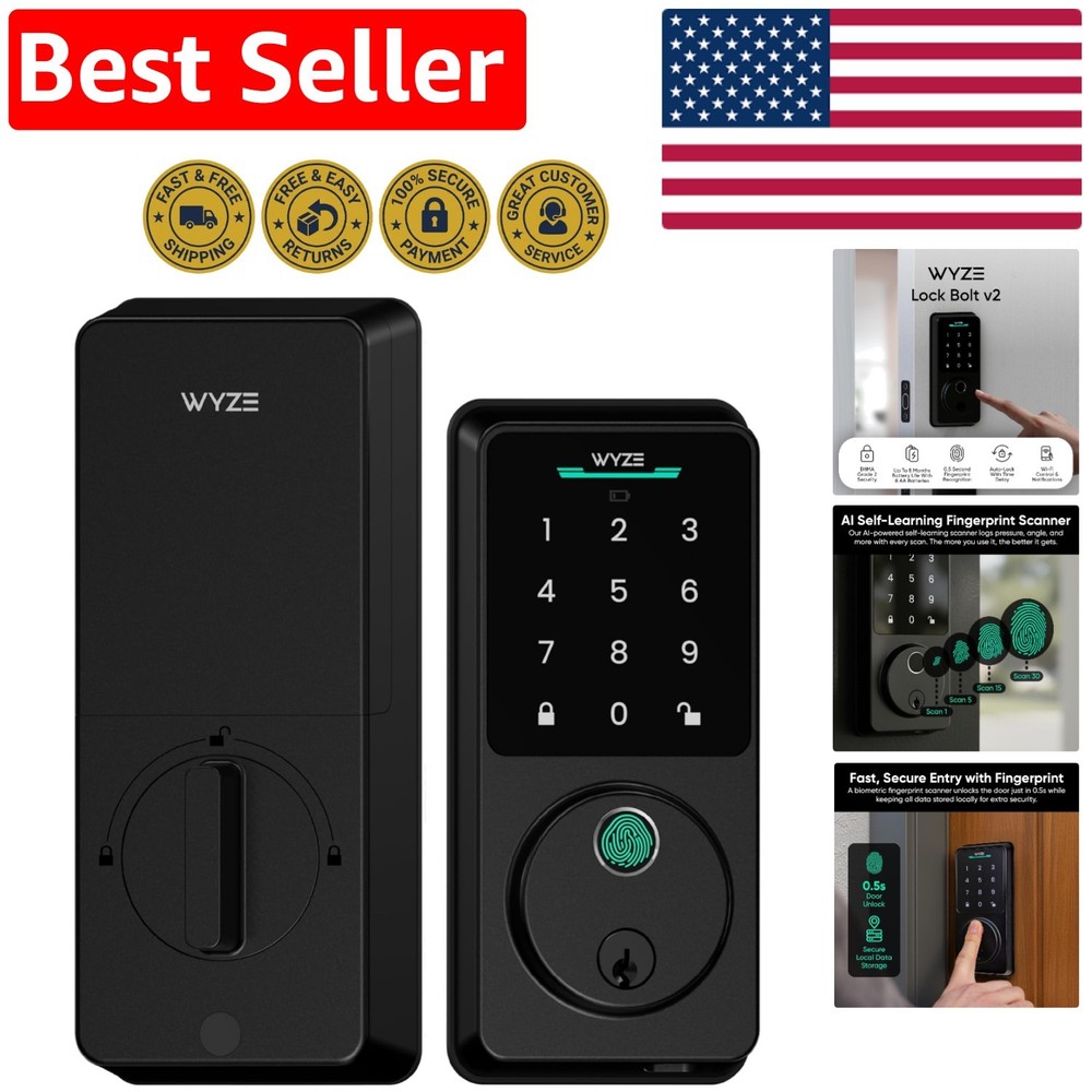 Smart Lock V2 with AI Scanner: Fingerprint Access, Remote Control & 8-Mo Battery