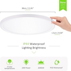 4 Pack 24W LED Flush Mount Ceiling Light Ultra Thin Round White 3000k/4000/6500K