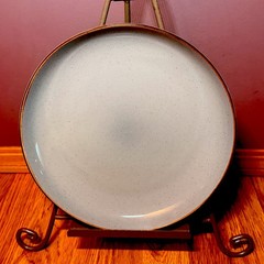 Over & Back Yes Let’s Set Of 3 Dinner Plates 10.5” Gray Stoneware Speckled