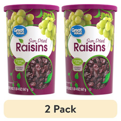 (2 pack) Great Value Sun-Dried Raisins Canister, 20 oz (1lb 4oz) 567g