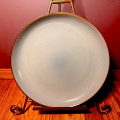 Over & Back Yes Let’s Set Of 3 Dinner Plates 10.5” Gray Stoneware Speckled