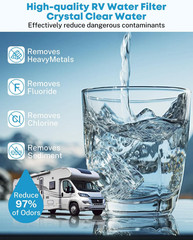 RV Water Filter, NSF Certified, Inline Water Filter Reduces Chlorine, Bad Taste,