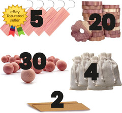 61 Pack Cedar Blocks Sachets Rings Balls Clothes Protection Storage Set Home