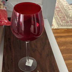 Red & Clear Round Wine Glass, Solid Contemporary Glass, Hand Wash Only