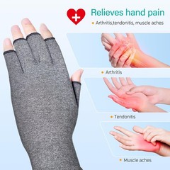 Compression Arthritis Gloves, 2 Pairs Fingerless Hand Support Wrist Brace for
