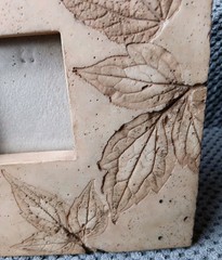 Leaf Imprinted Faux Stone Picture Frame 8×8″, 2.5×2.5 Photo Opening Heavy