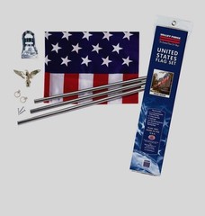 Valley Forge 3′ x 5′ United States US USA AMERICAN FLAG SET Pole, Mount & EAGLE