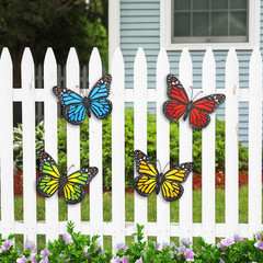 Metal Butterfly Wall Outdoor Decor, 4 Pack 9.8In Metal Butterflies Wall Art Scul
