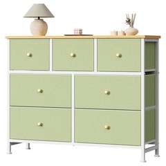 OLIXIS 7 Storage Drawers Fabric Dresser for Bedroom Livingroom with Wooden Top