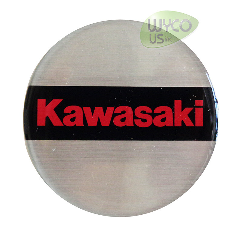 (1) KAWASAKI ROUND, RAISED BRAND EMBLEM, ENGINE, 2-3/8″ IN DIAMETER, 11C35A