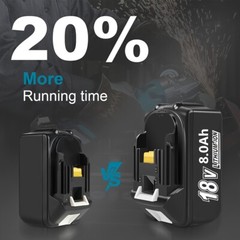 2 PCS Lithium Batteries 8.0Ah 18V for Makita BL1850 BL1860 With Type C Charge