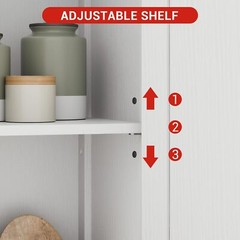 50″ Kitchen Storage Cabinet Pantry Cupboard with 4 Doors & Adjustable Shelves