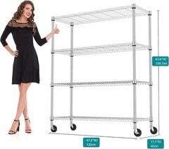 MZG 4Tier Wire Racks Shelving Unit Metal Heavy Storage Shelf Rack Chrome 62.6″H