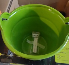  Flower pot 8.27 in. H x 7.68 in. Dia. Green Ceramic Chalkboard Bucket Planter