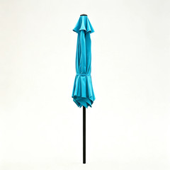 7.5 Ft Outdoor Market Patio Umbrella with Crank, 6 Ribs, Cyan