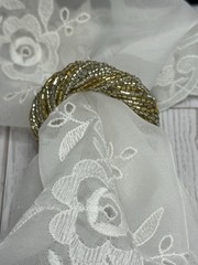 Set of 7 Vintage Beaded Napkin Rings with Tiny Seed Beads Silver Gold India EUC