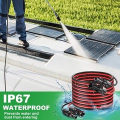 10 AWG Solar Panel Extension Cable PV Wire Solar Connector Pair Black & Red 6mm²