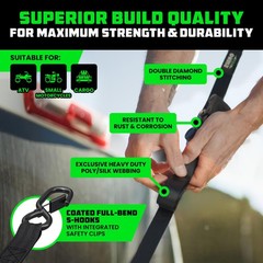 Rhino USA 2in x 10ft Retractable Ratchet Straps, 2 Pack, 1,000lbs Working Load