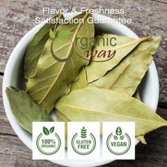Organic Way Bay Leaf Whole – Organic, Kosher & USDA Certified (1/2LBS / 8Oz)